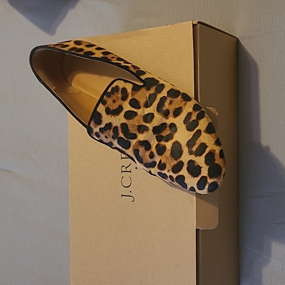 J. Crew leopard print calf hair loafer
